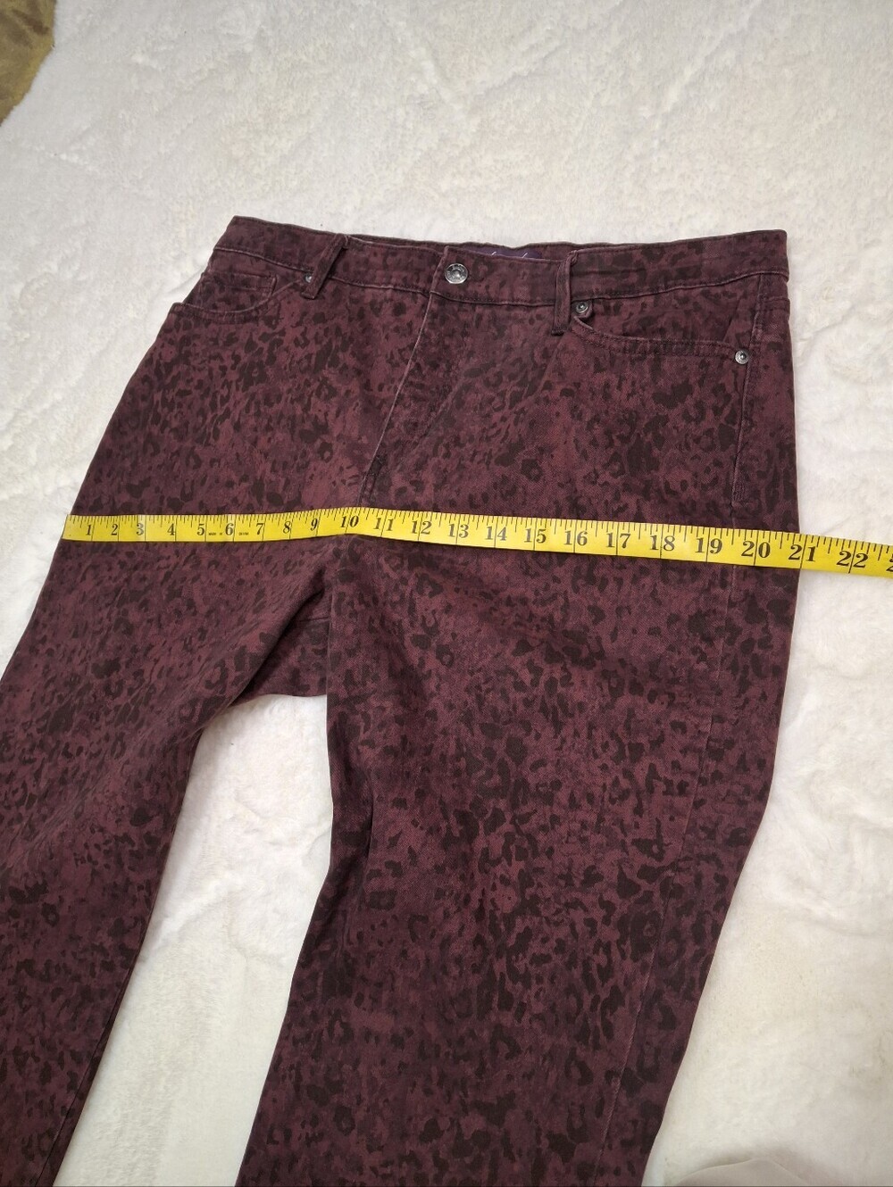 Gloria Vanderbilt Maroon Rail Straight Animal Print Stretch Pants Women Size 14 - Picture 13 of 16
